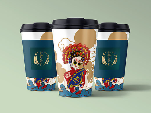 国潮奶茶豆浆杯设计