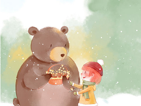 小熊与少女（个人主页-ZMzU0Njk2ODg=） - 儿童插画 - 站酷设计师宁格原创素材 - 站酷ZCOOL