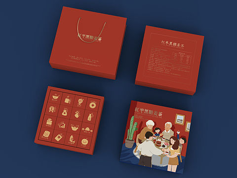 原创：手绘黑糖姜茶礼盒包装设计