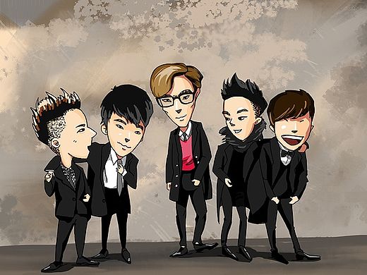 比格棒Bigbang广州演唱会宣传小游戏卡牌绘制