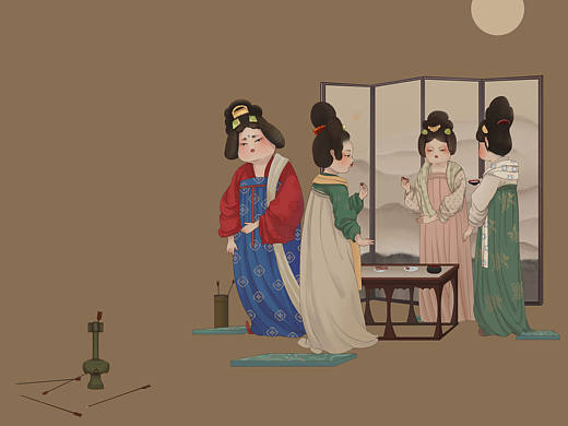 吃月饼 捣练图