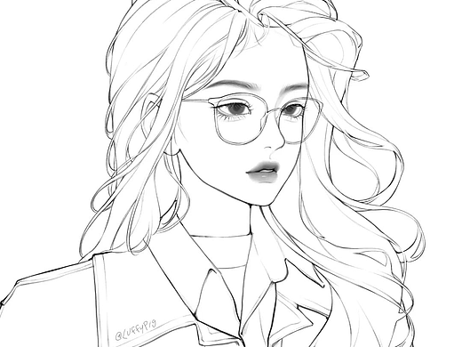 【绘画素材】韩式风格的小清新少女，人物线稿素材合辑！