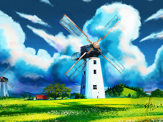 风车（个人主页-ZNjcyMzA5NDQ=） - 艺术插画 - 站酷设计师海峰1980原创素材 - 站酷ZCOOL