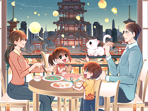 中秋团圆饭（个人主页-ZNjc3NTcwNDA=） - 创作习作 - 站酷设计师没人要的孩子zlq原创素材 - 站酷ZCOOL