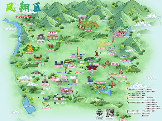 凤翔区全域旅游景区景点手绘地图h5智慧导览程序
