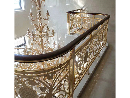 电镀工艺铜铝雕花楼梯护栏