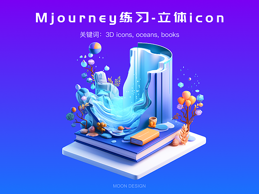 AIGC丨海洋书本立体图标生成丨附咒语