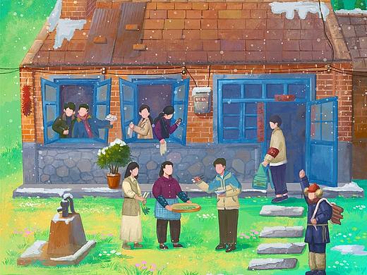 电视剧父辈的荣耀收官手绘群像插画
