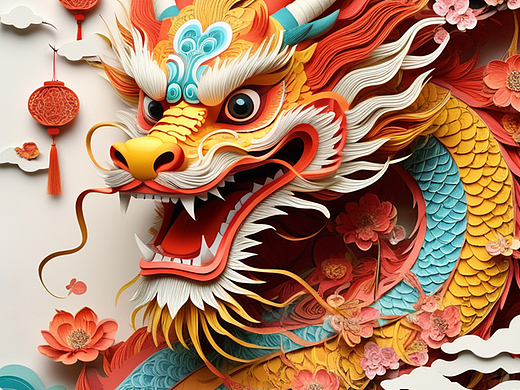 中国传统文化~龙神剪纸