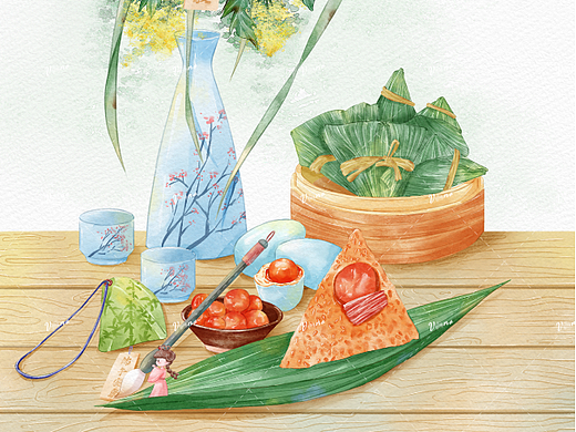 水彩练习（端午和青花瓷分镜水彩）