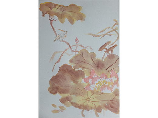 水彩大写意荷花