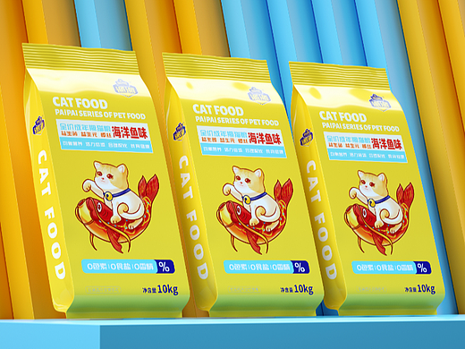 派派海洋鱼味猫粮宠物食品包装设计