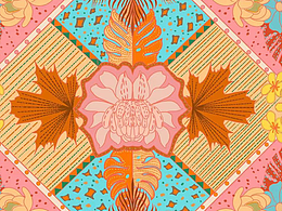 热带雨林植物藻井图案设计