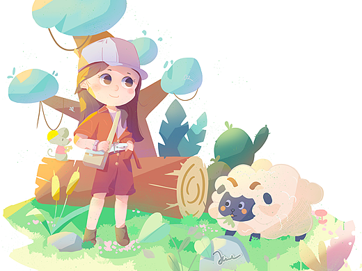 小场景儿插森林全身卡通