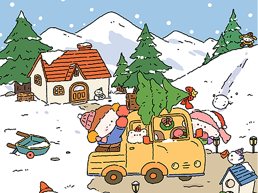 运输圣诞树（个人主页-ZNjMxNzg1ODA=） - 创作习作 - 站酷设计师Shirley林间原创素材 - 站酷ZCOOL