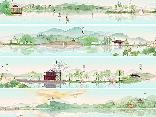 西湖十景。长卷