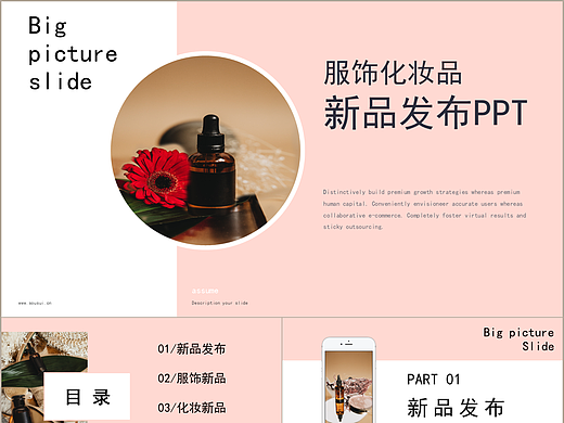清晰粉色服饰化妆品行业新品发布PPT模板