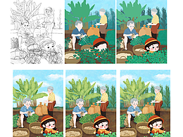 和爷爷奶奶一起收花生的小荷叶