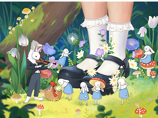 爱丽丝梦游仙境 主题海报 原创插画