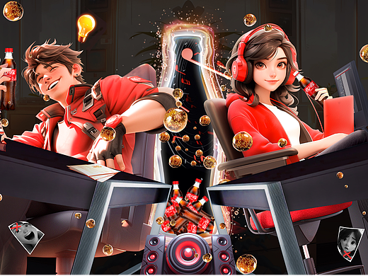 #站酷可口可乐百大艺术家AI海报创作#  畅爽办公室