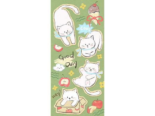 壁纸分享-猫猫与苹果-动物插画