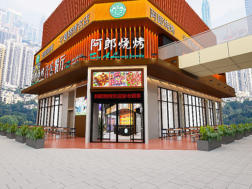 银川烧烤店装修设计|阿郎烧烤店装修设计方案|镹臻工装