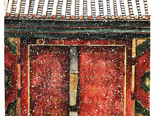 扁平插画-故宫的雪