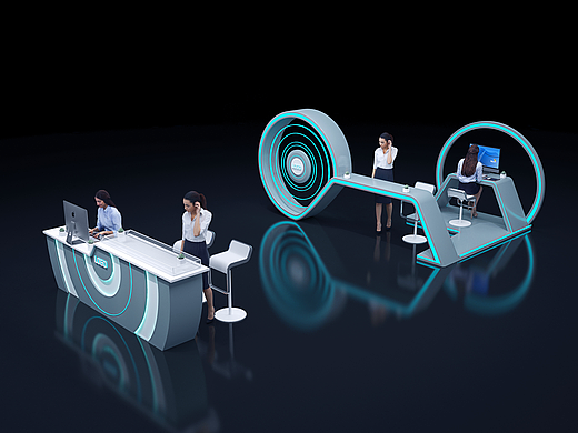 展厅展台科技未来5g现代化质感高级接待台吧台桌子