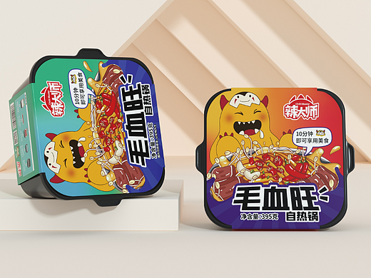 虎邦辣酱-辣大师 毛血旺自热锅包装设计品牌设计IP设计