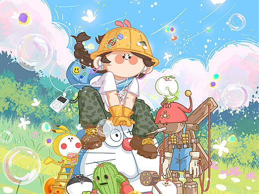 IP：《蕉绿兔与少女》系列插画