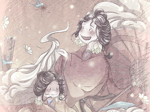 国风插画 •画个暖秋吧• 非遗文化-伞仙娘娘