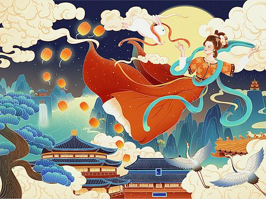 国风插画/嫦娥奔月/中秋包装礼盒