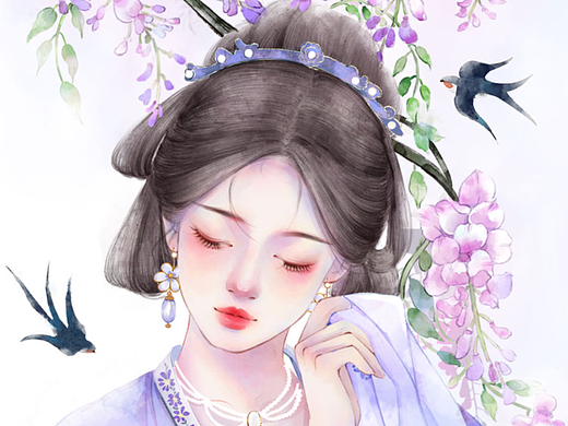 紫藤花下（個(gè)人主頁-ZNjg0MjcyODQ=） - 商業(yè)插畫 - 站酷設(shè)計(jì)師xzzlwj原創(chuàng)素材 - 站酷ZCOOL