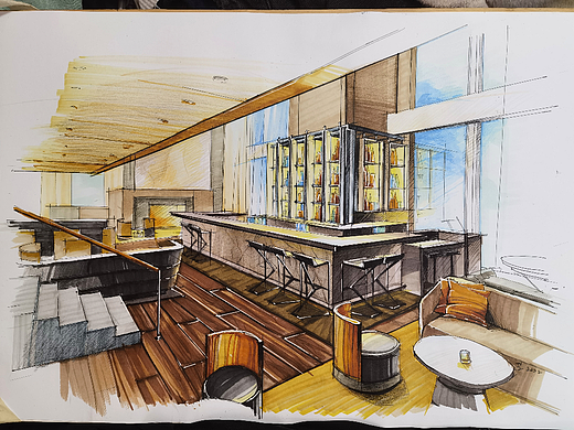 室内马克笔手绘分享