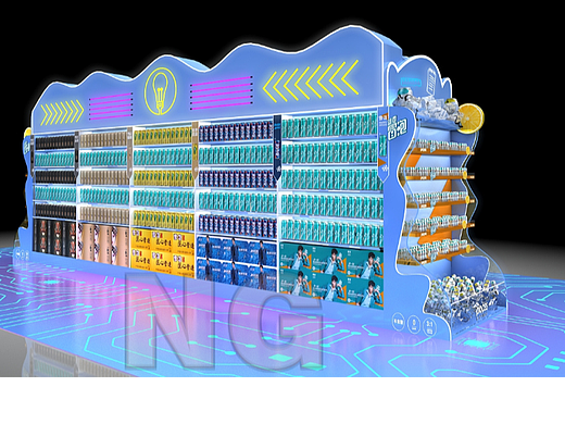 网红霓虹灯堆头设计3D效果图