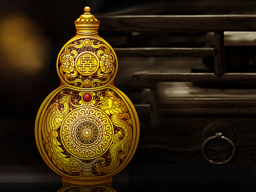 龙凤福禄花丝扁壶