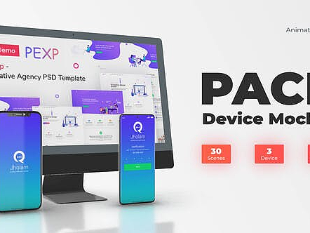 AE模板|简洁3D场景手机平板电脑样机界面展示APP动效