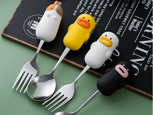 电商摄影|南京拍摄| 卡通家用304不锈钢餐具果盘叉勺