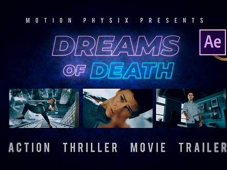 AE模板|闪烁霓虹灯标题动作惊悚电影预告片片头