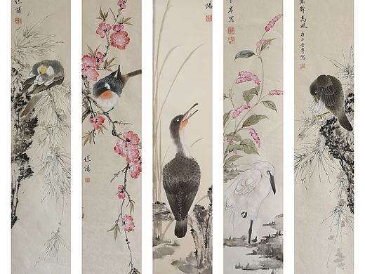花鸟条屏