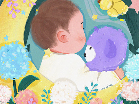 儿童插画 | 森林公园系列(四)晚安小男孩