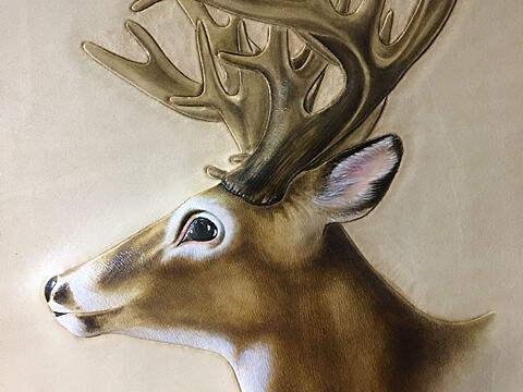 皮雕画—-“鹿”与“禄”