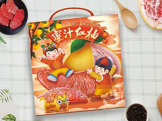 红柚包装厚涂插画