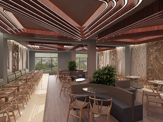 室内一点透视草图