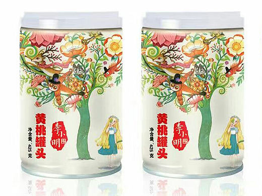 李小明黄桃罐头包装插画