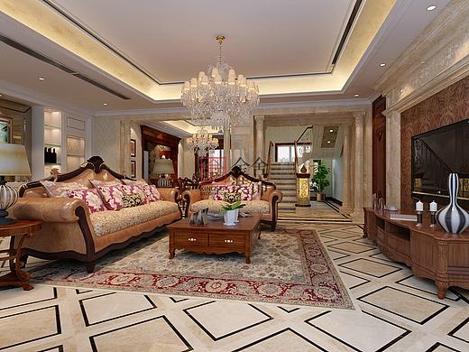 金舍装饰-长九中心255平米装修效果图-新古典风格（个人主页-ZMTc0ODk5NTY=） - 家装设计 - 站酷设计师金舍首席设计杨卓原创素材 - 站酷ZCOOL