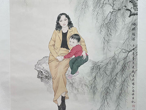 《舔犊情深》（工笔人物）