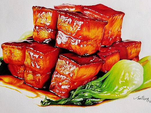 油性彩铅画《馋》