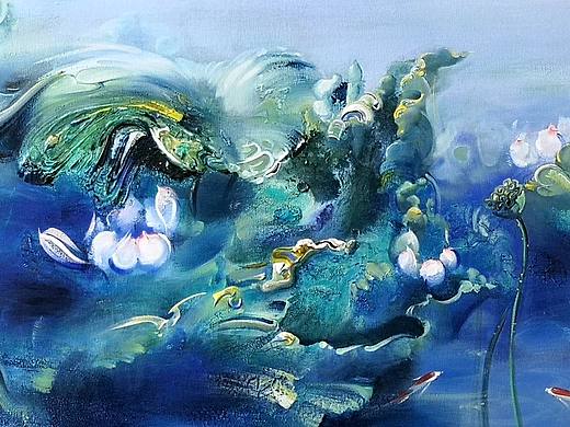 画家邓宇 荷塘