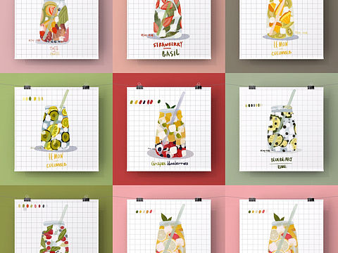 2020上半年-夏日水果茶饮品插画作品